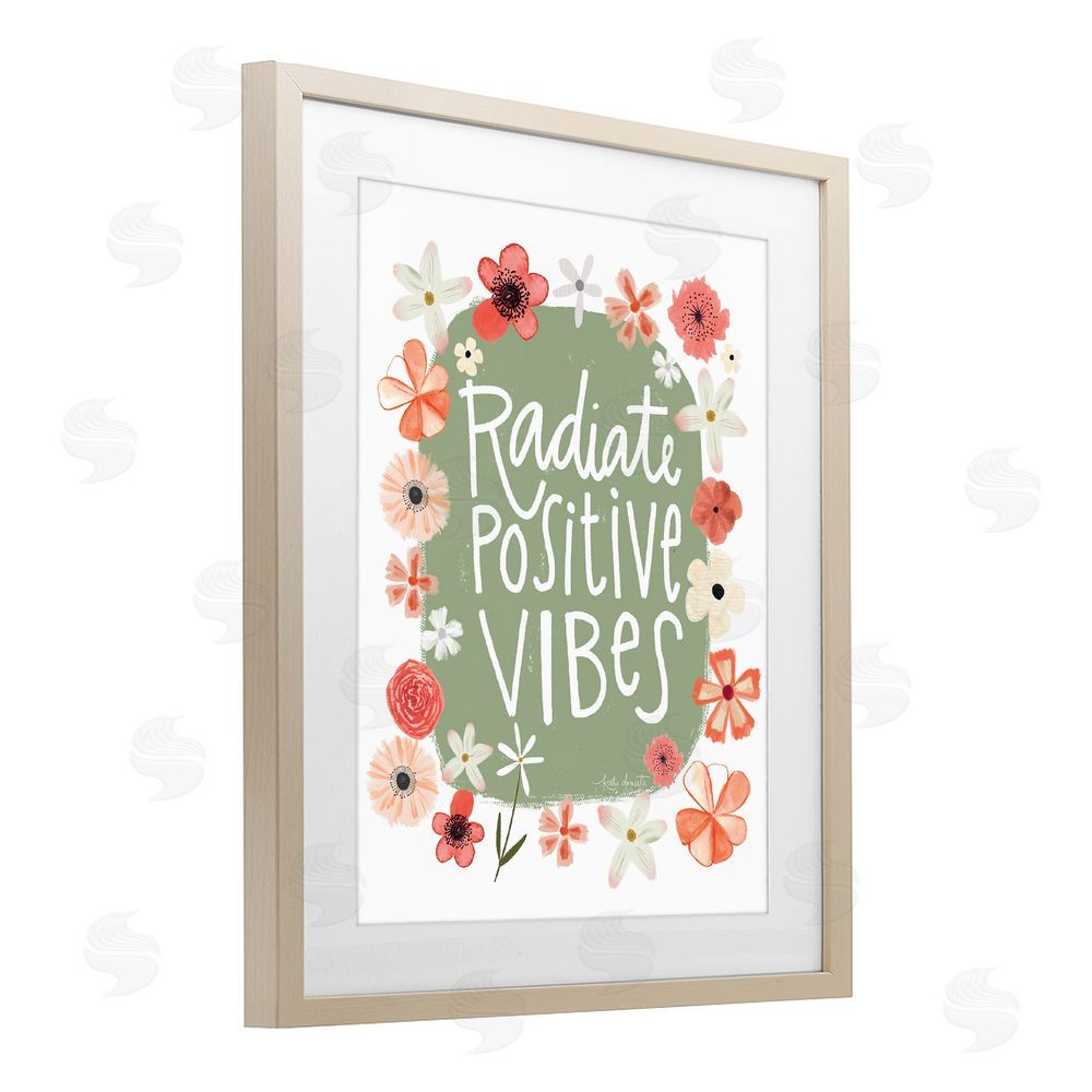 Katie Doucette Floral Radiate Positive Vibes Birch Framed Print Under Glass Wall Art