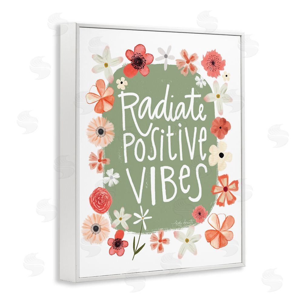 Katie Doucette Floral Radiate Positive Vibes White Framed Giclee Wall Art Print