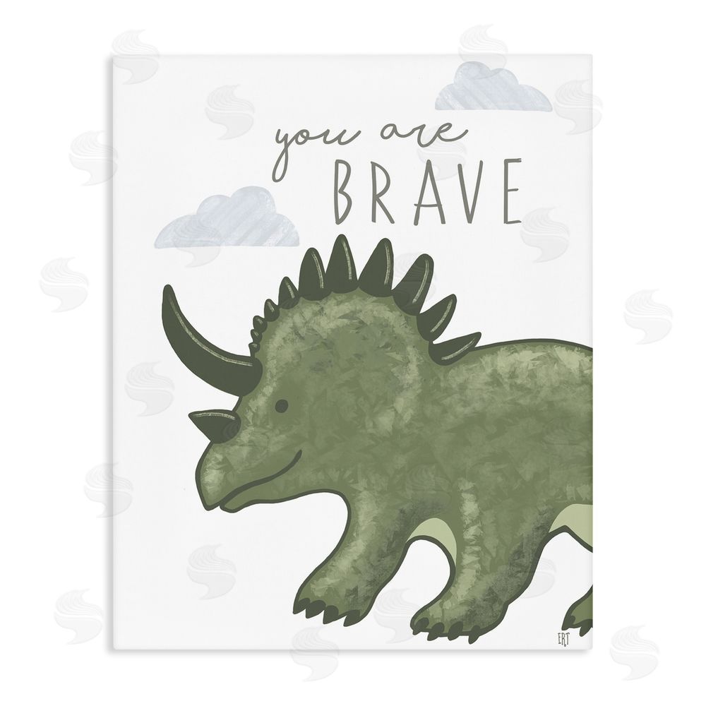 Elizabeth Tyndall You Are Brave Dinosaur Stretched Canvas Wall Art Print