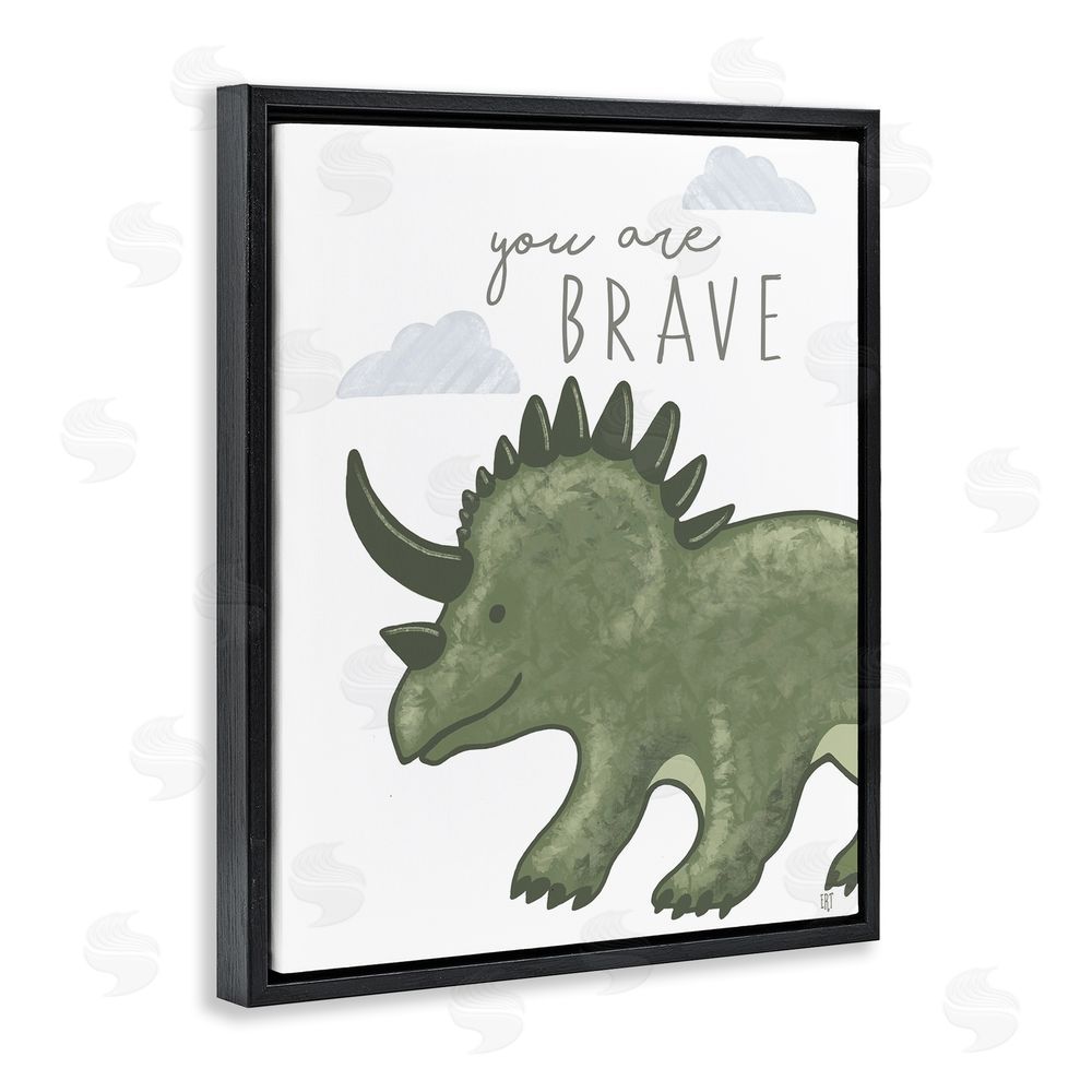 Elizabeth Tyndall You Are Brave Dinosaur Black Floating Frame Canvas Wall Art Print