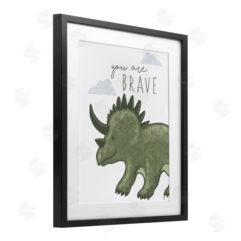 Elizabeth Tyndall You Are Brave Dinosaur Black Framed Print Under Glass Wall Art