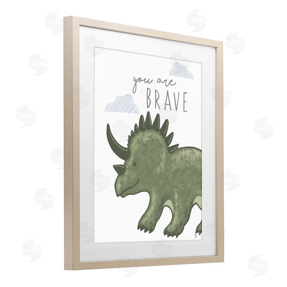 Elizabeth Tyndall You Are Brave Dinosaur Birch Framed Print Under Glass Wall Art