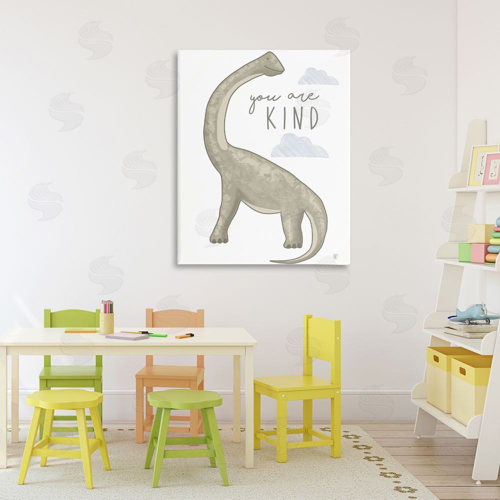 Elizabeth Tyndall You Are Kind Dinosaur Stretched Canvas Wall Art in Room