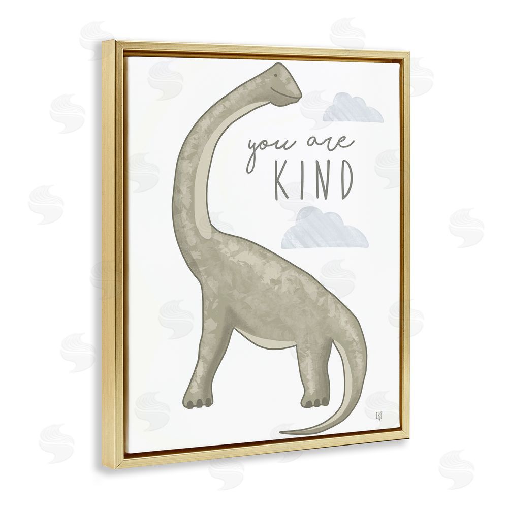 Elizabeth Tyndall You Are Kind Dinosaur Gold Floating Frame Canvas Wall Art Print