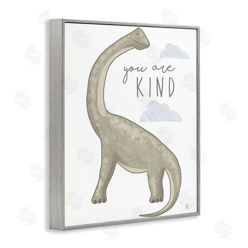 Elizabeth Tyndall You Are Kind Dinosaur Gray Framed Giclee Wall Art Print
