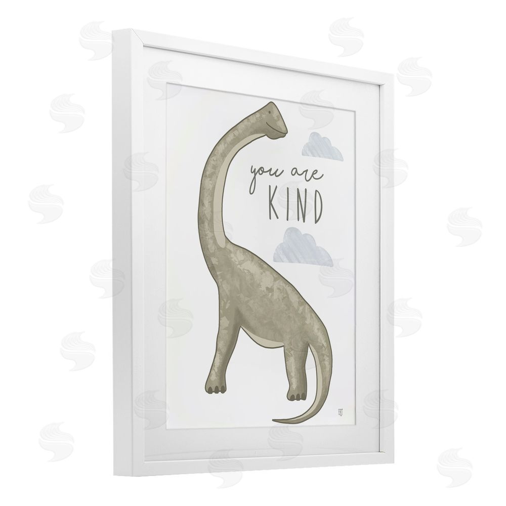 Elizabeth Tyndall You Are Kind Dinosaur White Framed Print Under Glass Wall Art