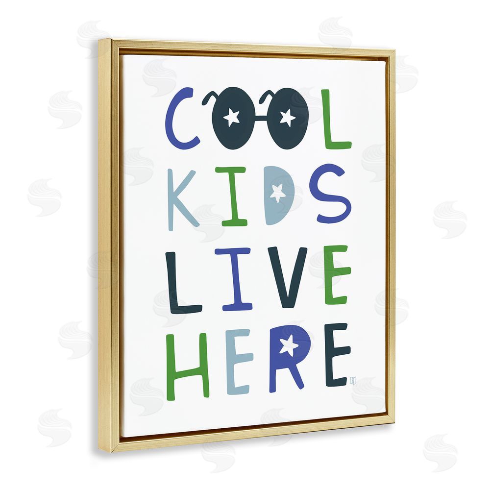 Elizabeth Tyndall Cool Kids Live Here Gold Floating Frame Canvas Wall Art Print