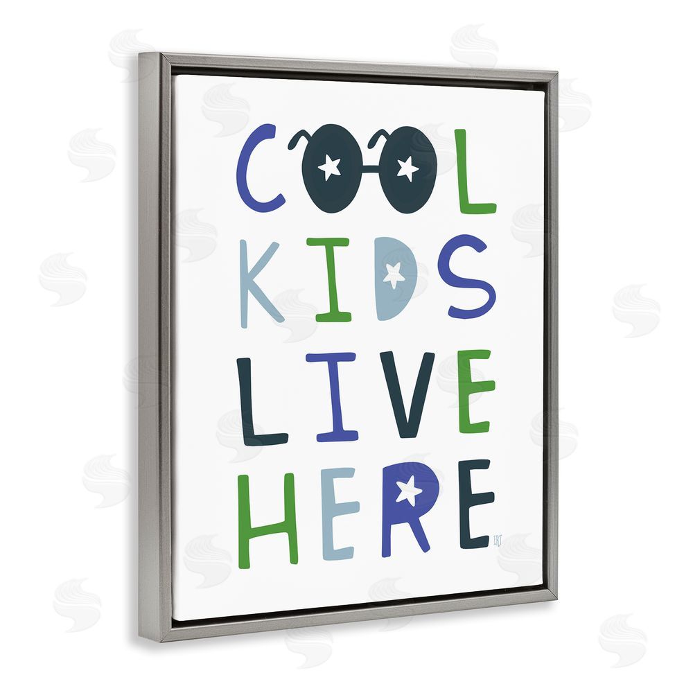 Elizabeth Tyndall Cool Kids Live Here Gray Floating Frame Canvas Wall Art Print
