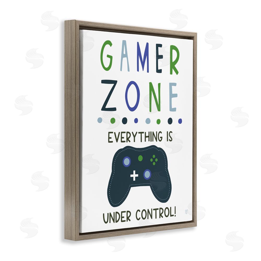 Elizabeth Tyndall Everything Under Control Gamer Zone Brown Floating Frame Canvas Wall Art Print