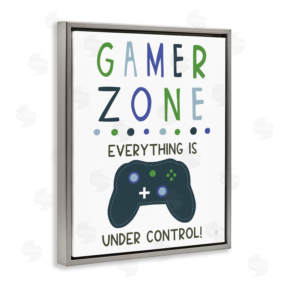 Elizabeth Tyndall Everything Under Control Gamer Zone Gray Floating Frame Canvas Wall Art Print