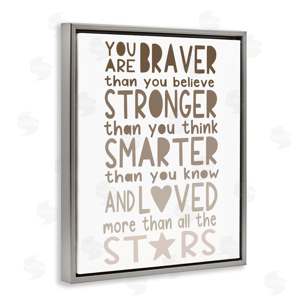 Elizabeth Tyndall Loved More Than The Stars Gray Floating Frame Canvas Wall Art Print