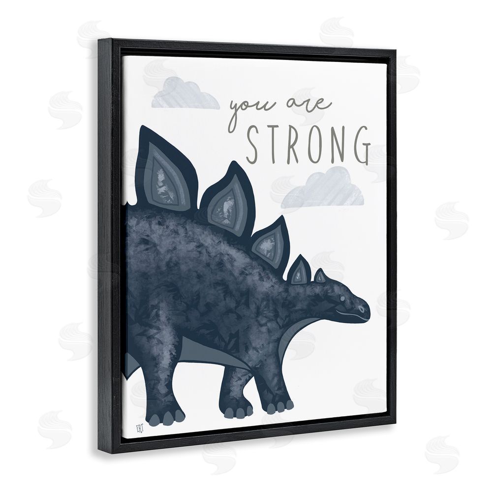 Elizabeth Tyndall You Are Strong Dinosaur Black Floating Frame Canvas Wall Art Print
