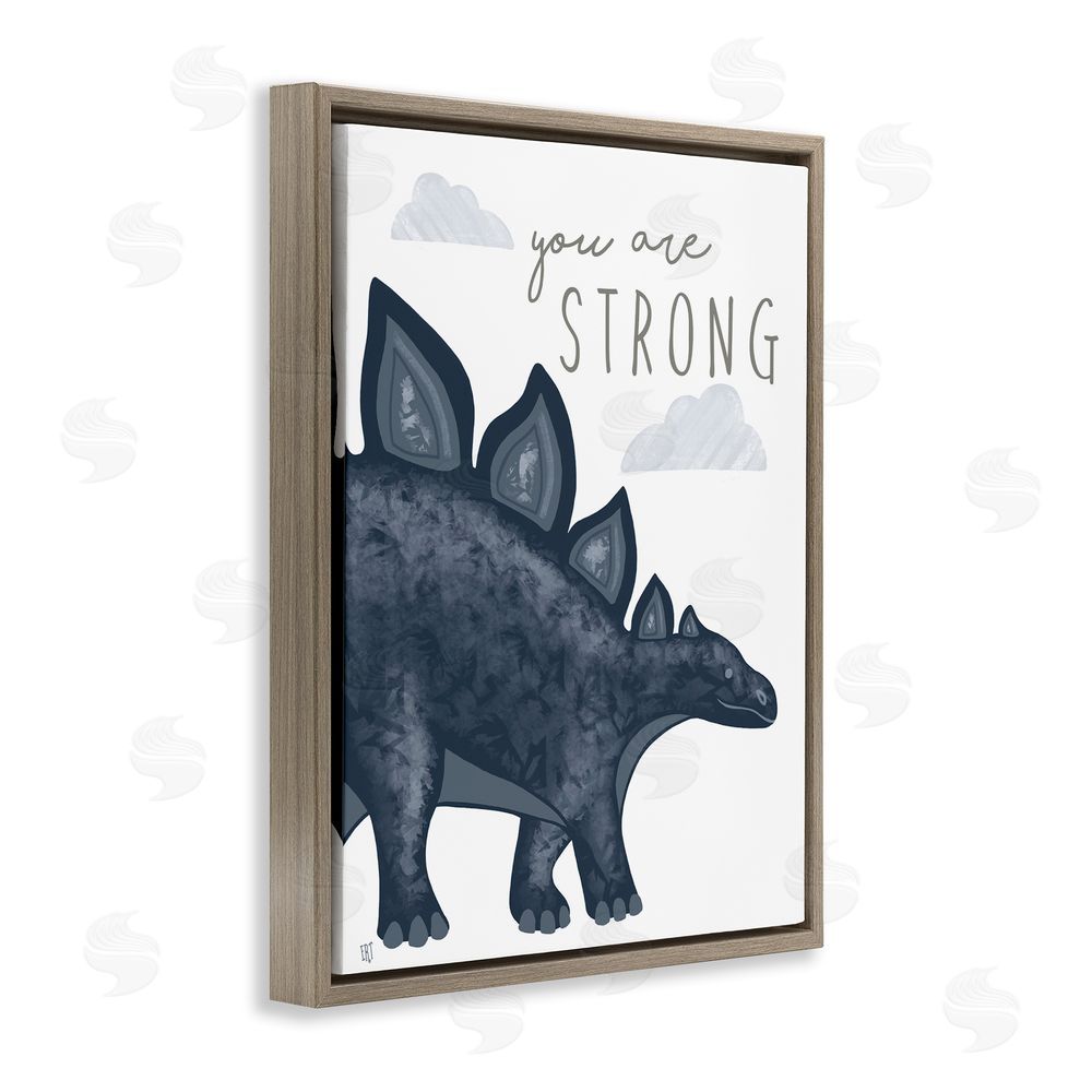 Elizabeth Tyndall You Are Strong Dinosaur Brown Floating Frame Canvas Wall Art Print