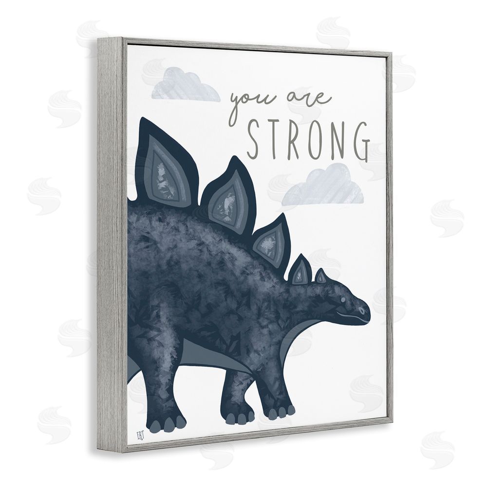 Elizabeth Tyndall You Are Strong Dinosaur Gray Framed Giclee Wall Art Print