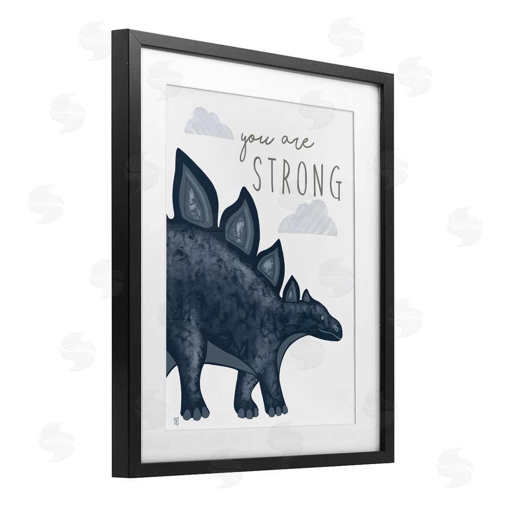 Elizabeth Tyndall You Are Strong Dinosaur Black Framed Print Under Glass Wall Art