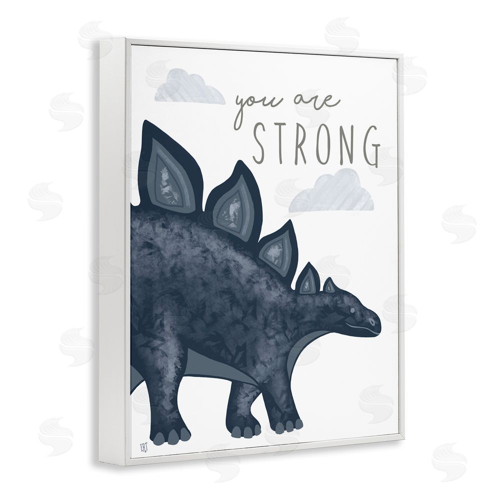 Elizabeth Tyndall You Are Strong Dinosaur White Framed Giclee Wall Art Print