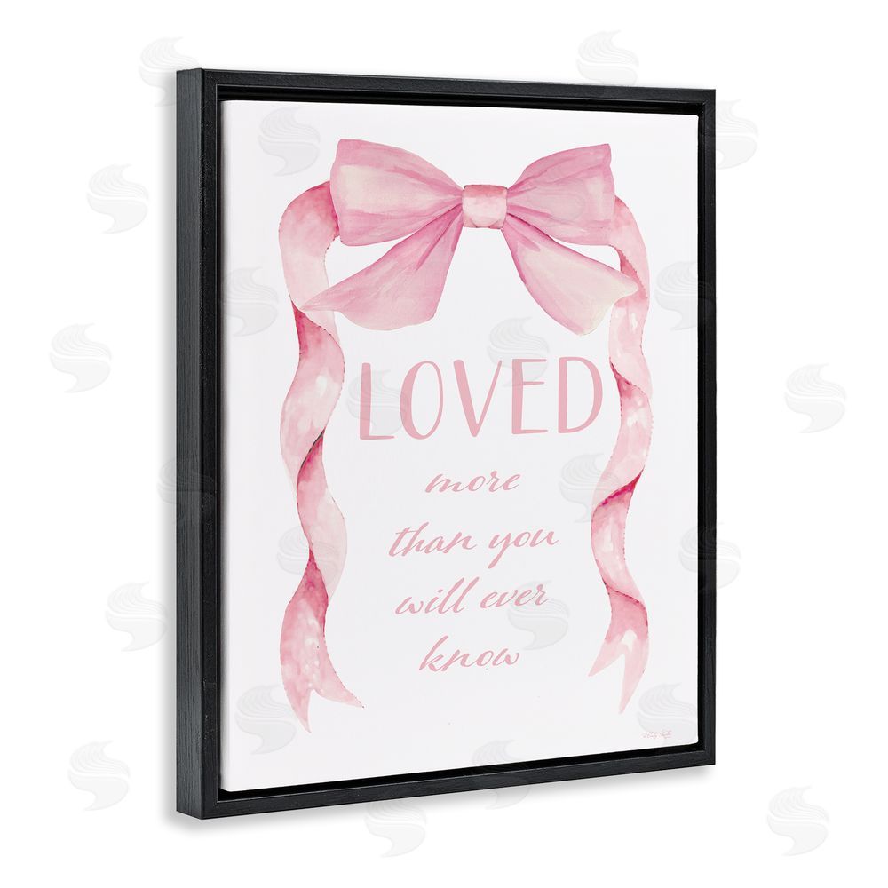 Cindy Jacobs Loved More Sentiment Pink Ribbon Black Floating Frame Canvas Wall Art Print