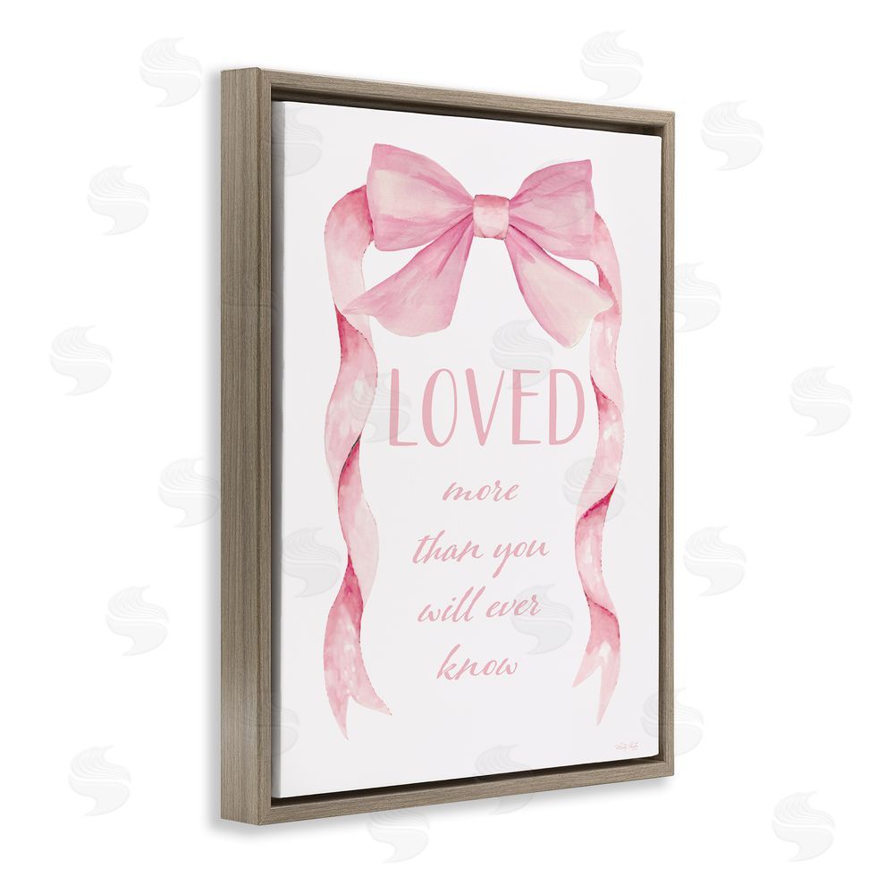 Cindy Jacobs Loved More Sentiment Pink Ribbon Brown Floating Frame Canvas Wall Art Print