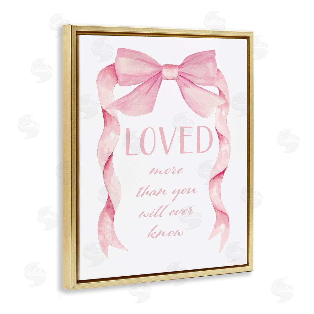 Cindy Jacobs Loved More Sentiment Pink Ribbon Gold Floating Frame Canvas Wall Art Print