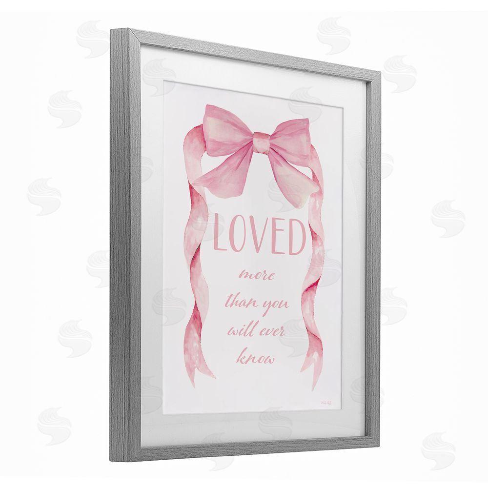 Cindy Jacobs Loved More Sentiment Pink Ribbon Gray Framed Print Under Glass Wall Art