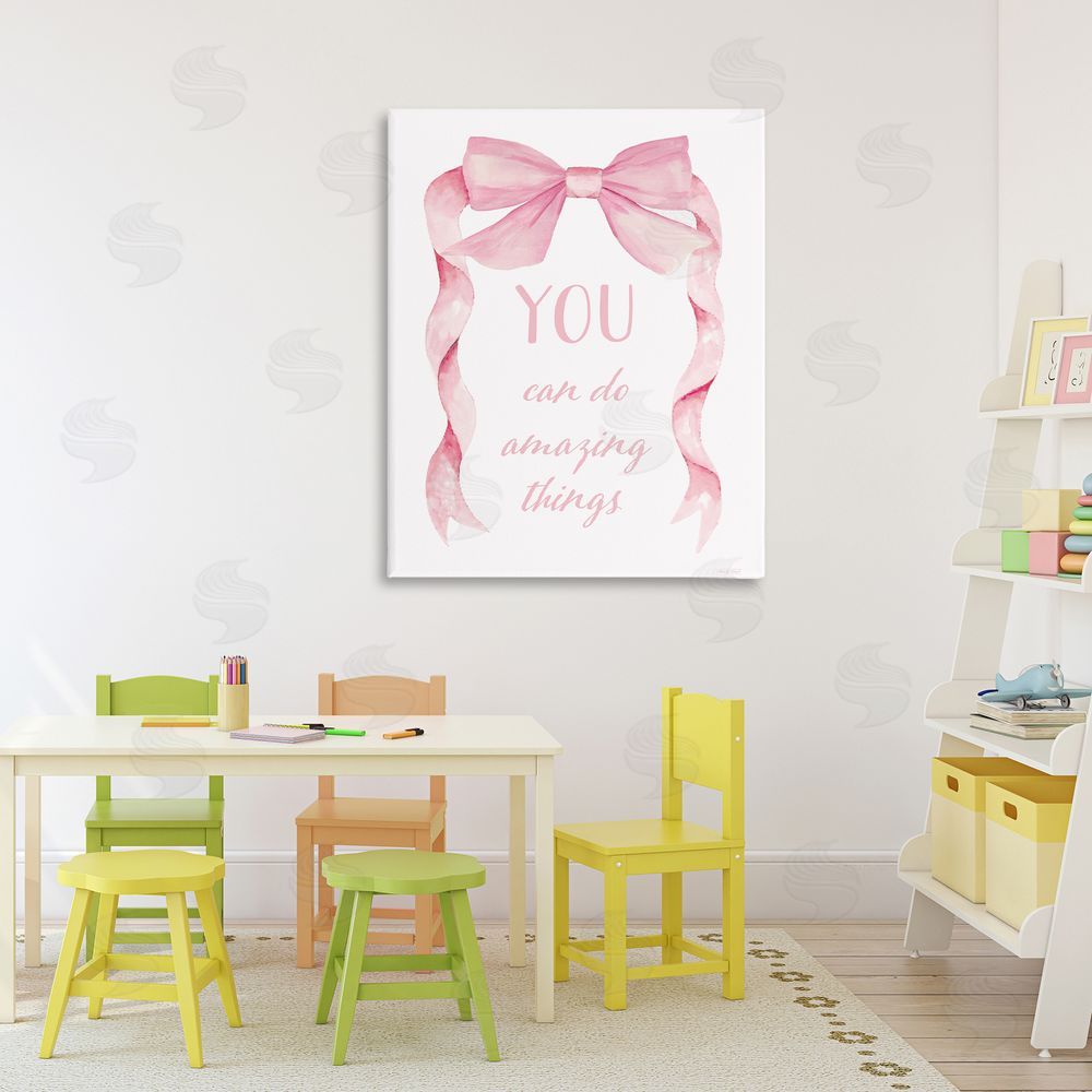 Cindy Jacobs Feminine Encouragement Ribbon Canvas Wall Art Print in Room