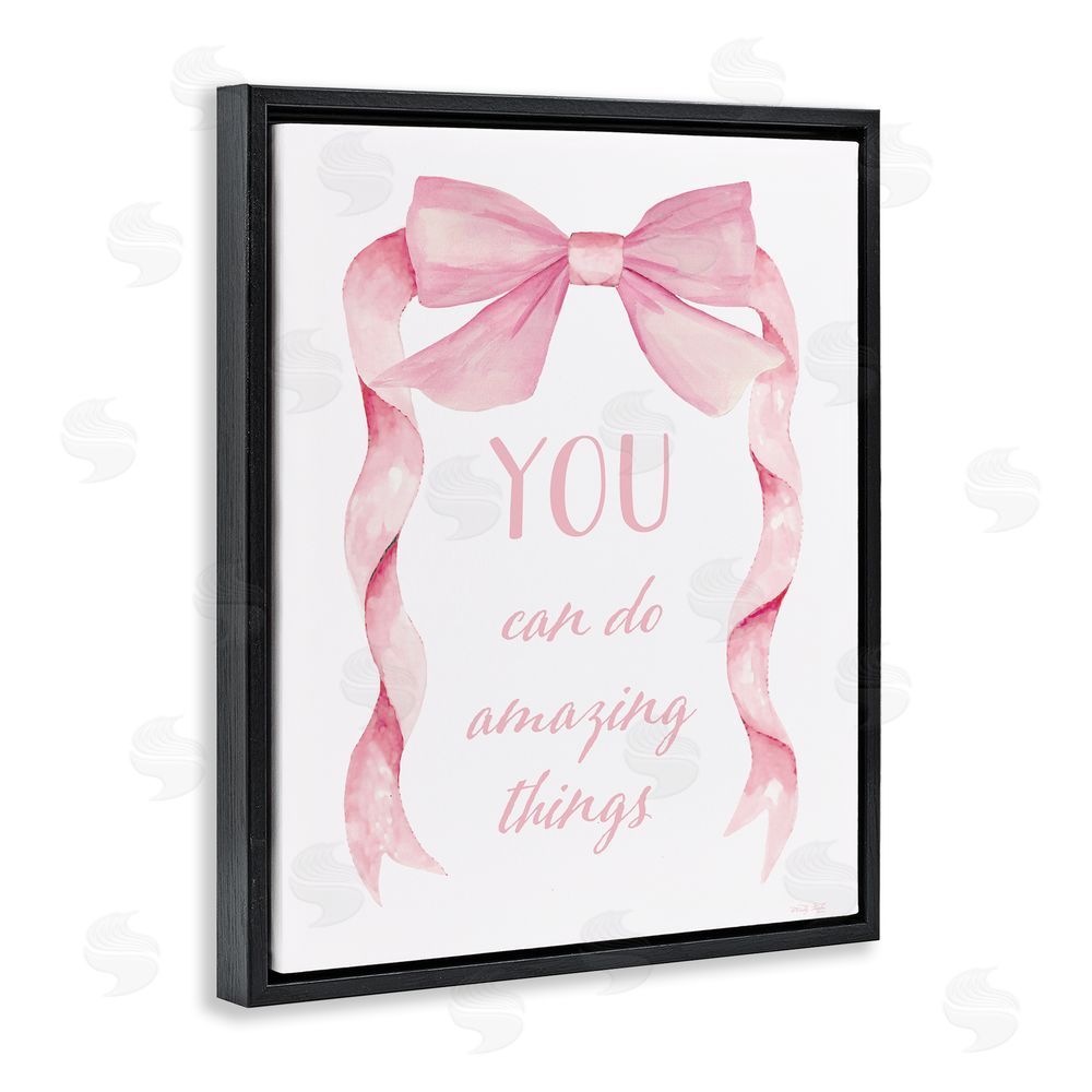 Cindy Jacobs Feminine Encouragement Ribbon Black Floating Frame Canvas Wall Art Print