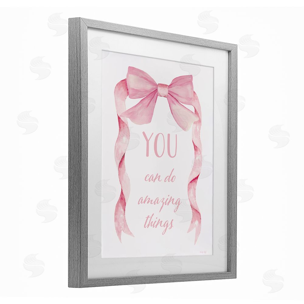 Cindy Jacobs Feminine Encouragement Ribbon Gray Framed Print Under Glass Wall Art