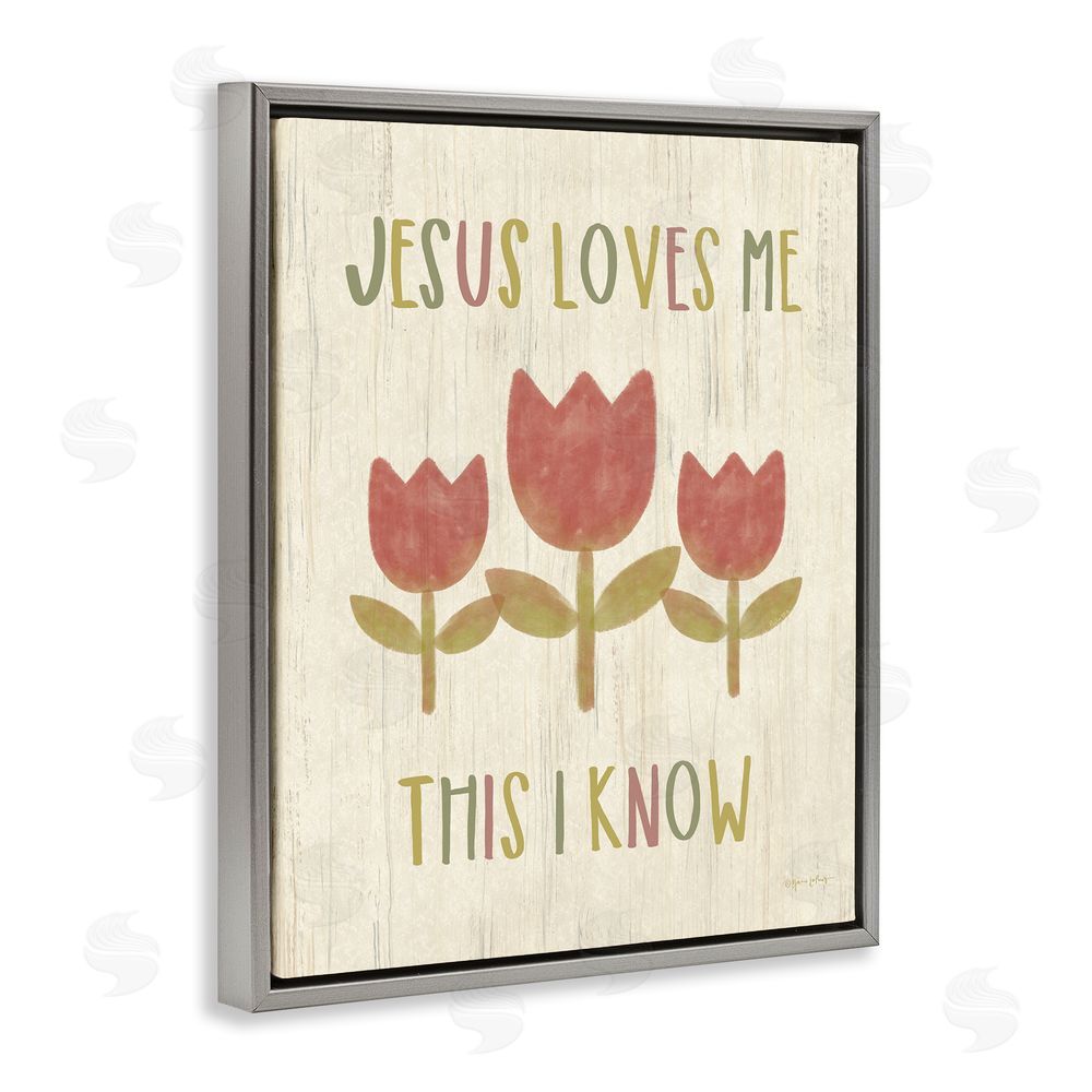 Annie LaPoint Jesus Loves Me This I Know Gray Floating Frame Canvas Wall Art Print