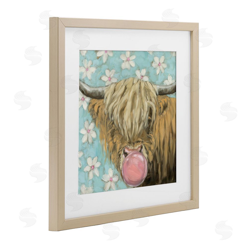 Sara G. Designs Bubblegum Sweetie Cattle Birch Framed Print Under Glass Wall Art