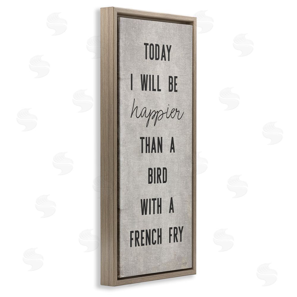 Lux + Me Designs Bird With A French Fry Brown Floating Frame Canvas Wall Art Print