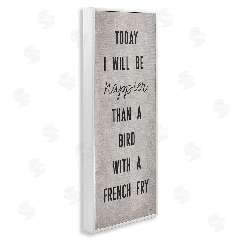 Lux + Me Designs Bird With A French Fry White Framed Giclee Wall Art Print