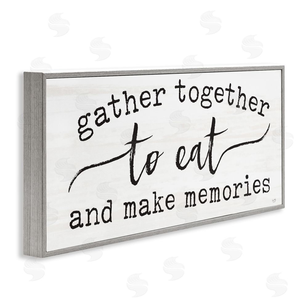 Lux + Me Designs Gather Together Eat & Memories Gray Framed Giclee Wall Art Print
