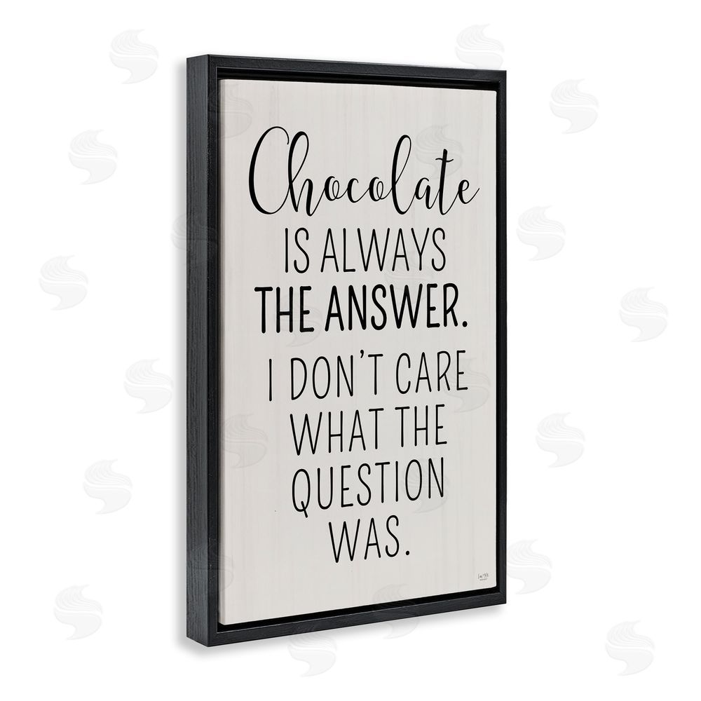 Lux + Me Designs Chocolate Is Always The Answer Black Floating Frame Canvas Wall Art Print