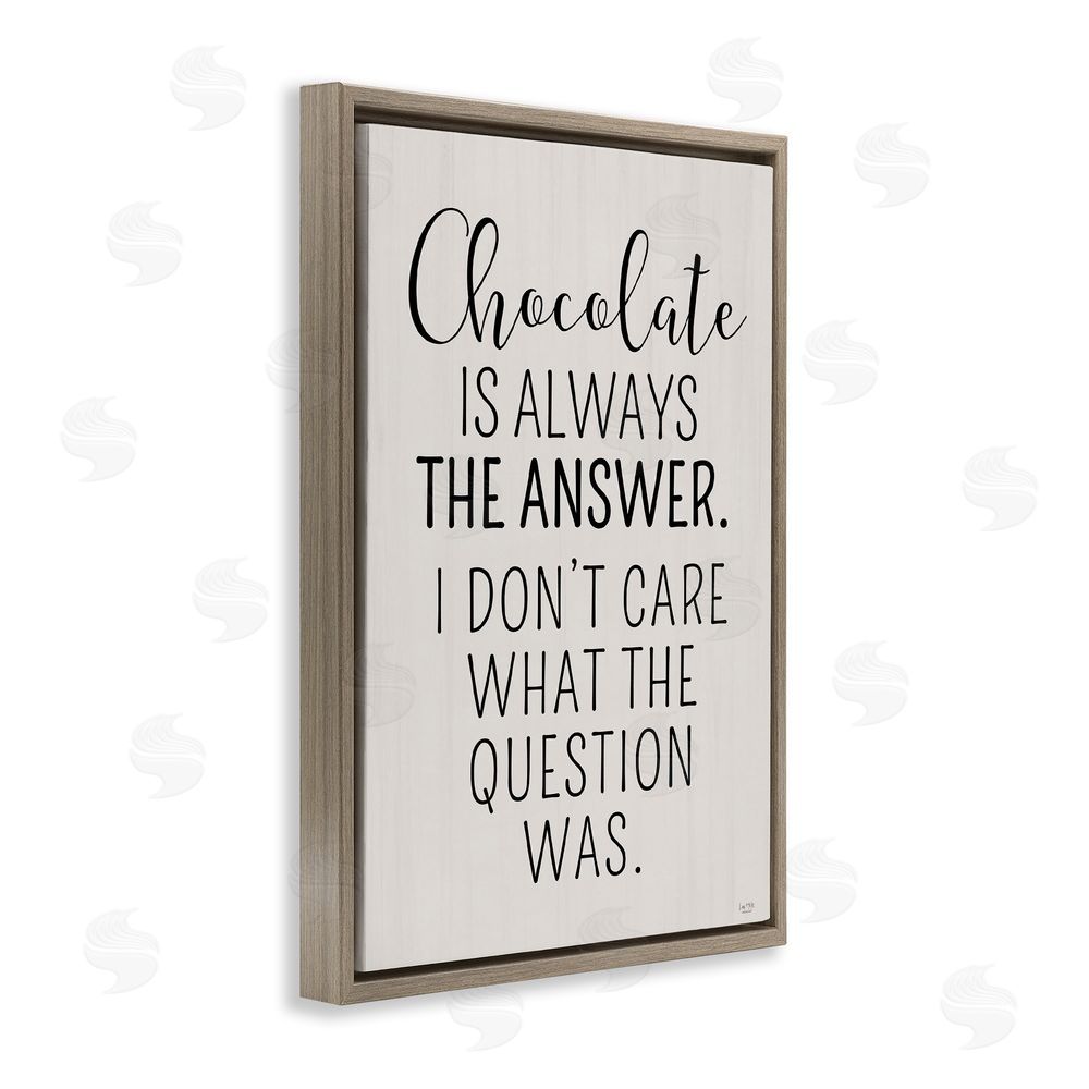 Lux + Me Designs Chocolate Is Always The Answer Brown Floating Frame Canvas Wall Art Print