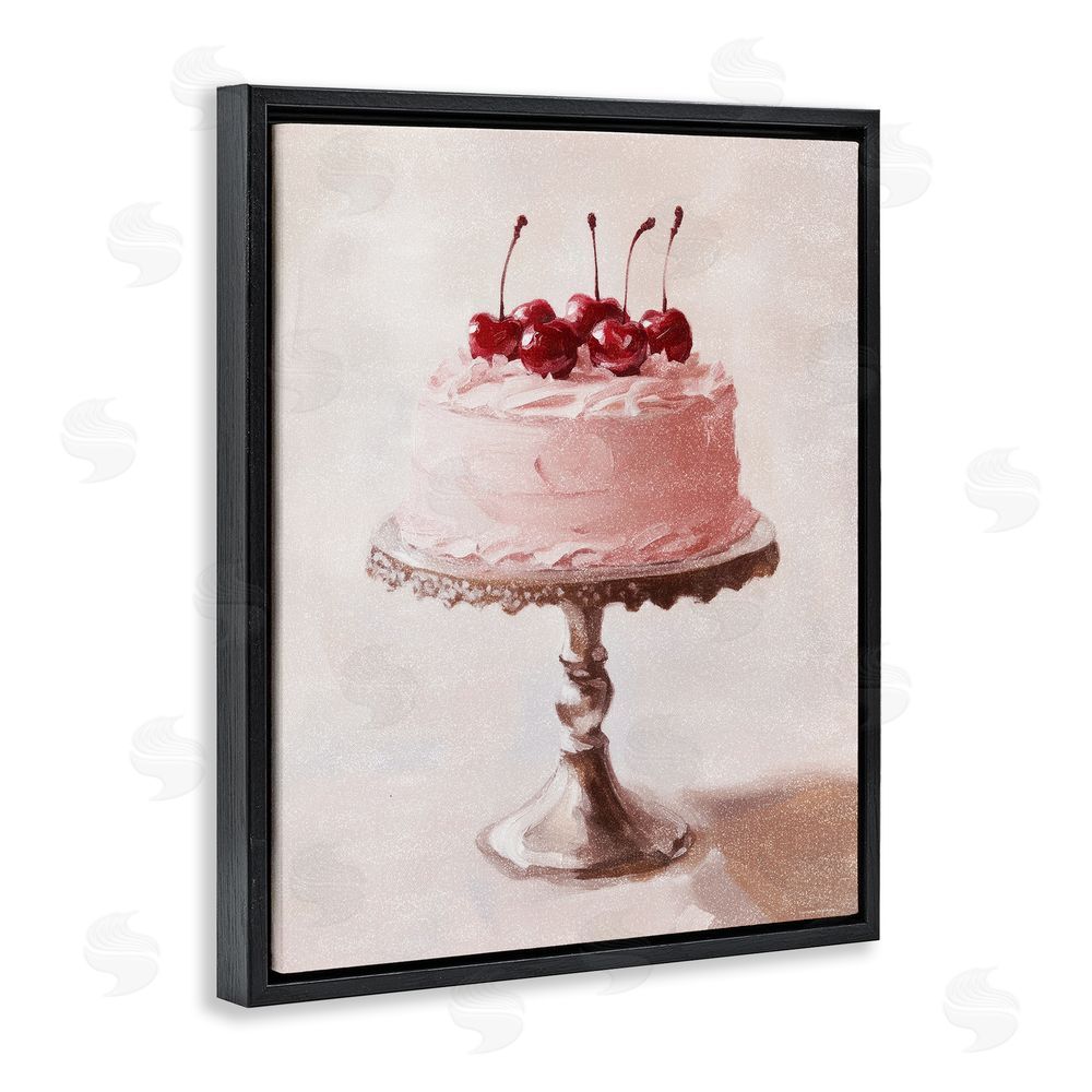 Svetlana Aleynikova Cherry Cake Delight Black Floating Frame Canvas Wall Art Print