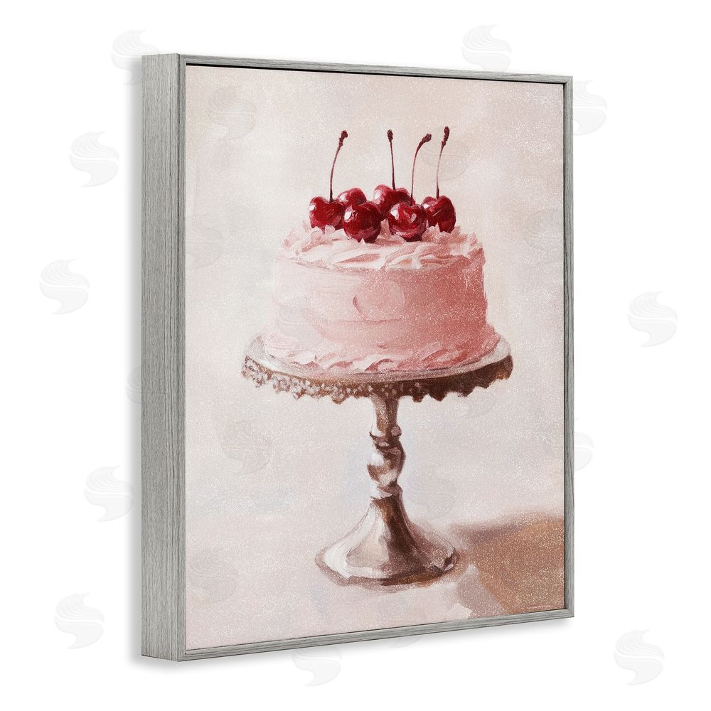 Svetlana Aleynikova Cherry Cake Delight Gray Framed Giclee Wall Art Print