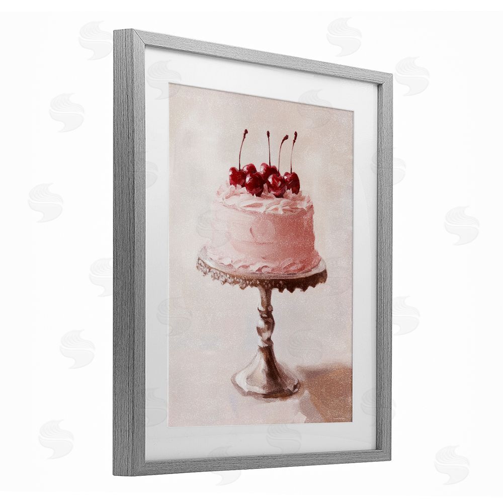 Svetlana Aleynikova Cherry Cake Delight Gray Framed Print Under Glass Wall Art