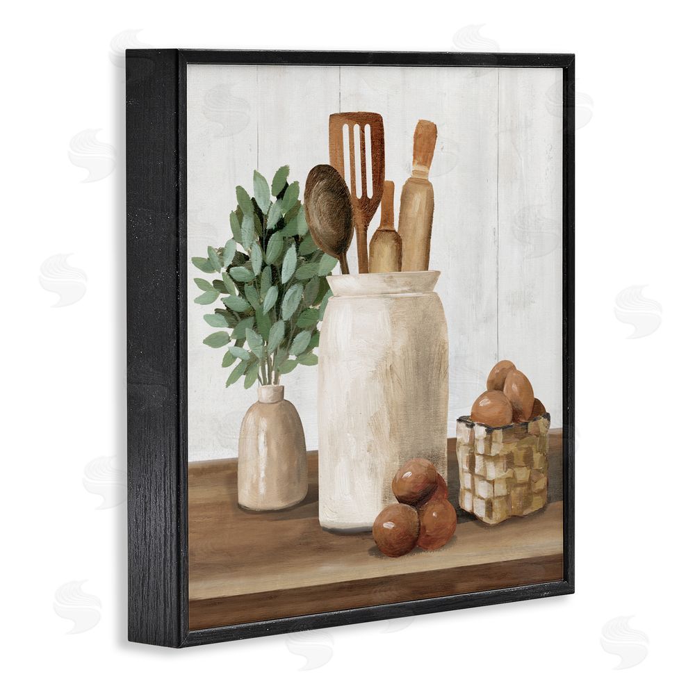 White Ladder Country Kitchen & Eggs Black Framed Giclee Wall Art Print