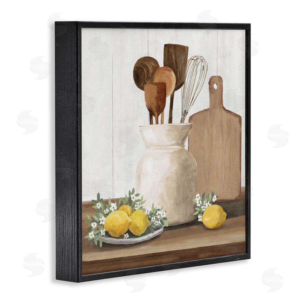 White Ladder Country Kitchen & Lemons Black Framed Giclee Wall Art Print