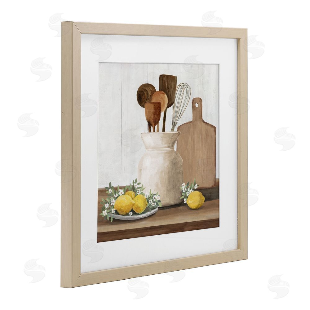 White Ladder Country Kitchen & Lemons Birch Framed Print Under Glass Wall Art