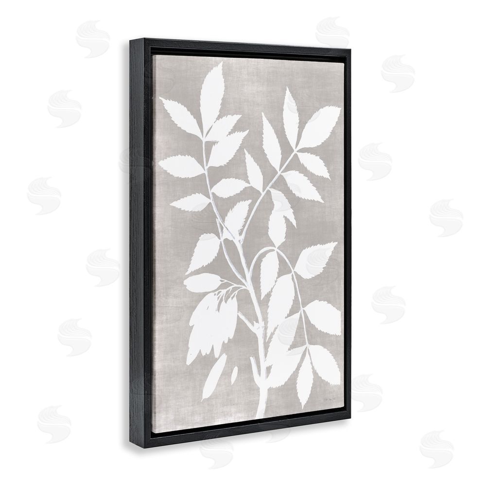 Stellar Design Studio Minimal Foliage Impression Black Floating Frame Canvas Wall Art Print