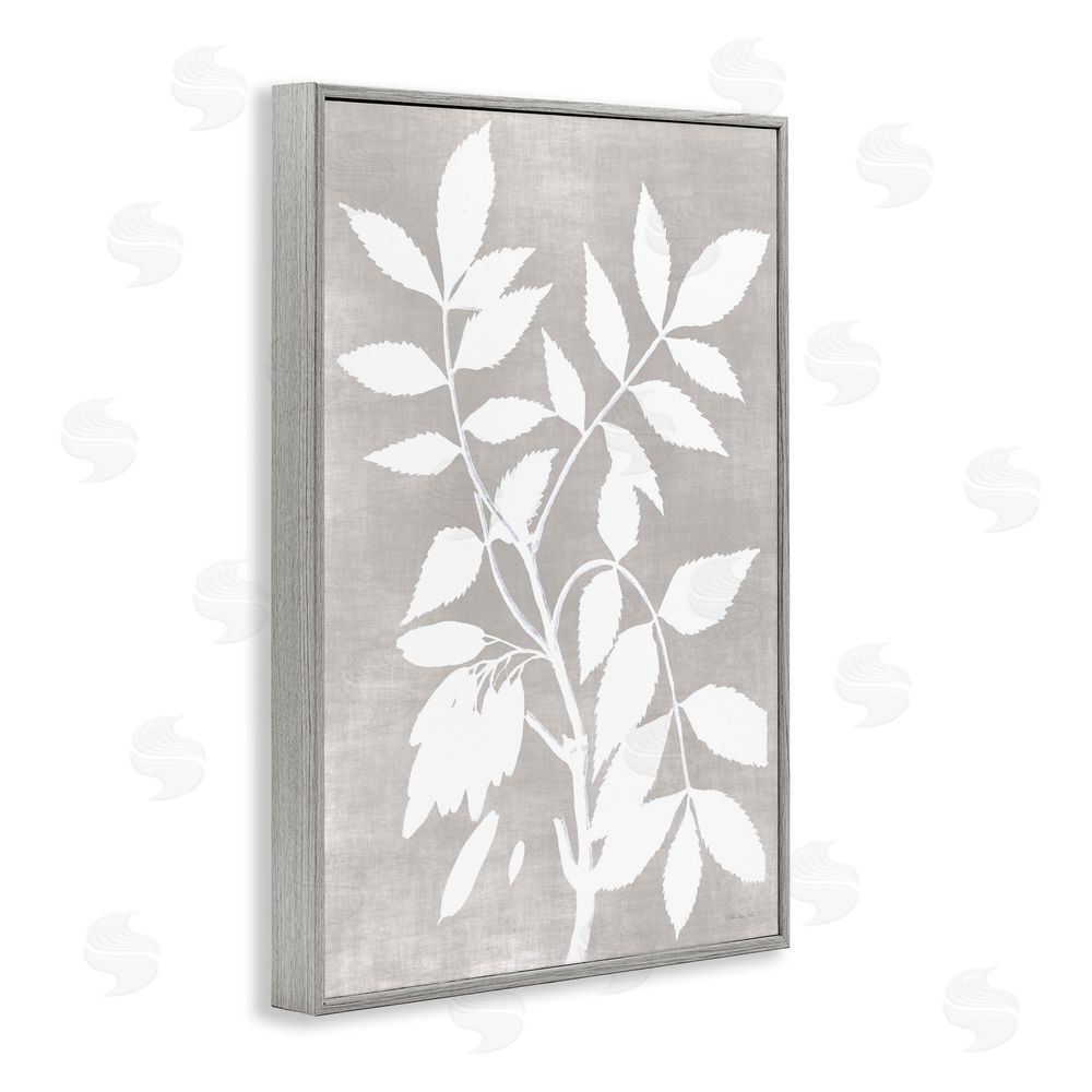 Stellar Design Studio Minimal Foliage Impression Gray Framed Giclee Wall Art Print