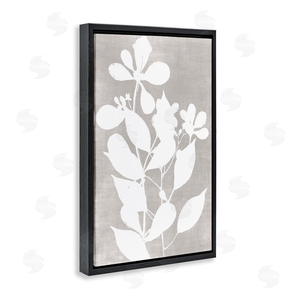 Stellar Design Studio Minimalist Foliage Impression Black Floating Frame Canvas Wall Art Print