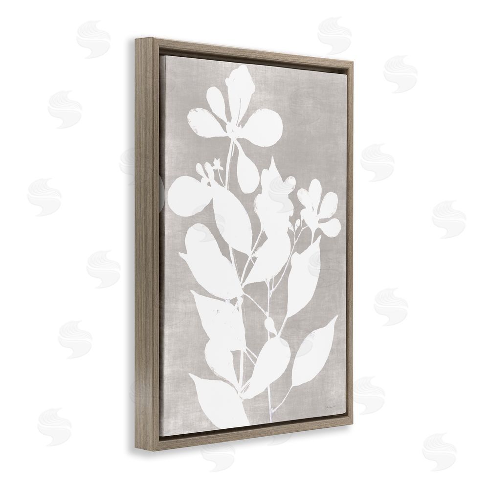 Stellar Design Studio Minimalist Foliage Impression Brown Floating Frame Canvas Wall Art Print