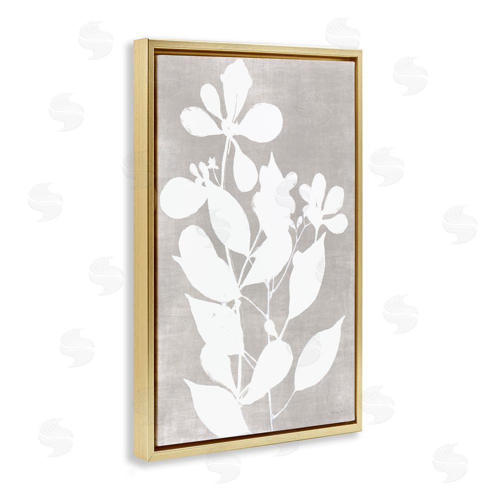 Stellar Design Studio Minimalist Foliage Impression Gold Floating Frame Canvas Wall Art Print