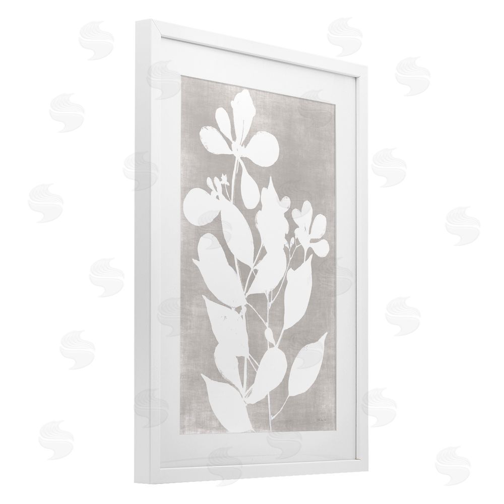 Stellar Design Studio Minimalist Foliage Impression White Framed Print Under Glass Wall Art
