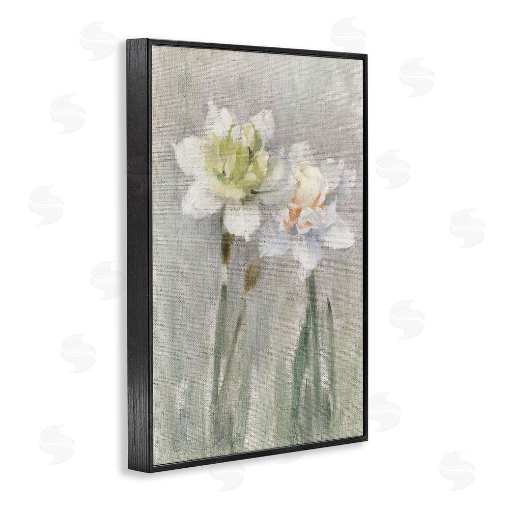 Stellar Design Studio Twin White Daffodils Black Framed Giclee Wall Art Print