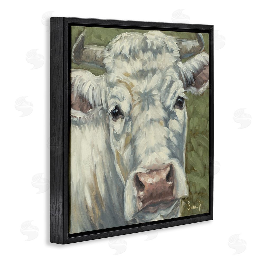 Sara G. Designs Pearl Of The Pasture Black Floating Frame Canvas Wall Art Print