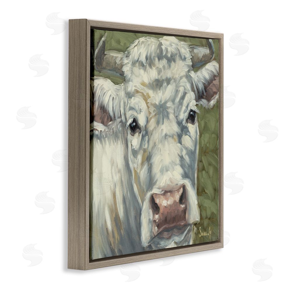 Sara G. Designs Pearl Of The Pasture Brown Floating Frame Canvas Wall Art Print