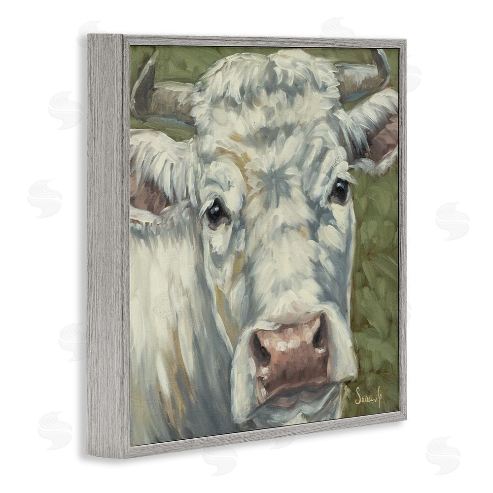 Sara G. Designs Pearl Of The Pasture Gray Framed Giclee Wall Art Print